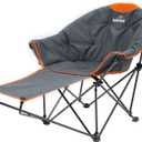 OUTDOOR LIVING SUNTIME Oversized Padded Moon Round Saucer Sofa Chair, Portable Folding Camping Chair, with Removable Footrest, Carry Bag - Orange