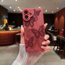 Compatible with iPhone 16 Case Cute Butterfly Pattern Design for Girls Women, Soft Silicone Shockproof Protective Designed for iPhone 16 Case-Red