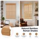 Zeluna Cordless Bamboo Roman Shades for Windows, 24" W x 48" H
