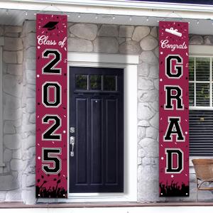 Graduation Decorations 2025, Graduation Banner Class of 2025, Hanging Congratulations/Congrats Grad Banner for Door and Porch, Party Decor - Maroon