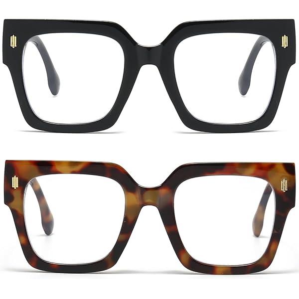livho Oversized up to 99% Blue Light Blocking Glasses for Woman - Rectangle Fashion Glasses for Computer, Chic Preppy Frame
2 Pack
