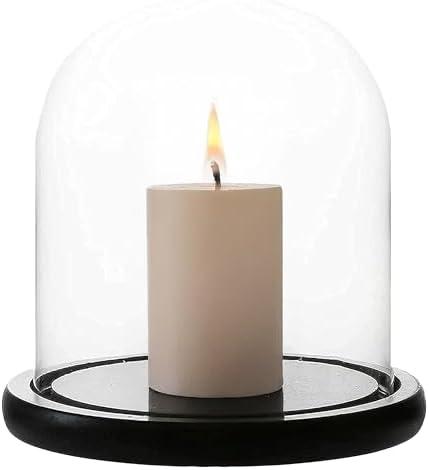 WHOLE HOUSEWARES | Decorative Clear Glass Dome | Cloche Glass Dome for DIY Snow Globes | Tabletop Centerpiece | Cloche Bell Jar Display Case | Black MDF Base, 5.9" D X 6.5" H