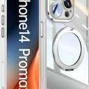 Cutelfon【360° Spin Magnetic Stand Case for iPhone 14 Pro Max Clear