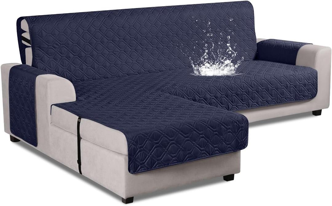 VANSOFY Upgraded Sectional Couch Covers 100% Waterproof L Shaped Sofa Slipcover Reversible Chaise Lounge Cover for Sectional Sofa Furniture Protector Cover for Pets(Small, Dark Blue) VANSOFY Upgraded Sectional Couch Covers 100% Waterproof L Shaped Sofa Slipcover Reversible Chaise Lounge Cover for Sectional Sofa Furniture Protector Cover for Pets(Small, Dark Blue)