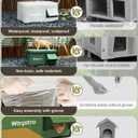 Heated Cat House for Outside, Waterproof Awning & Escape Door Heated Cat Houses for Indoor/Outdoor Cats in Winter, Elevated & Insulated Outdoor Cat Shelter for Feral Cat (Green, 25.2"x16.5"x12.2")