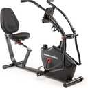 Marcy Dual Action Cross Training Recumbent Exercise Bike with Arm Exercisers, Gym Equipment for Work from Home Fitness, Black JX-7301