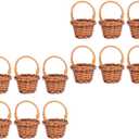 DOITOOL Miniature Baskets: 10 Pcs Rustic Rattan Mini Woven Basket with Handles, Coffee Brown, 2.36x1.57x1.18 inches, 1:12 Scale, Home Decor, Crafts, Dollhouse Accessories