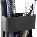 MyGift Hair Tools Organizer with 2 Slots, Black Metal Curling Iron Holder, Wall Mounted Salon Hair Accessories Organizer, Blow Dryer, Straightener and Hair Brush Holder, Hot Tools Organizer