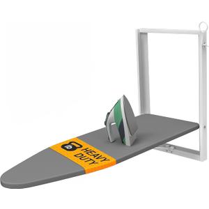 Xabitat Wall Mounted Ironing Board, 36.2" X 12.2" Compact Mount Fold Down Iron Board for Small Spaces, Space Saving with Cotton Fabric Cover, White and Grey (Gray)