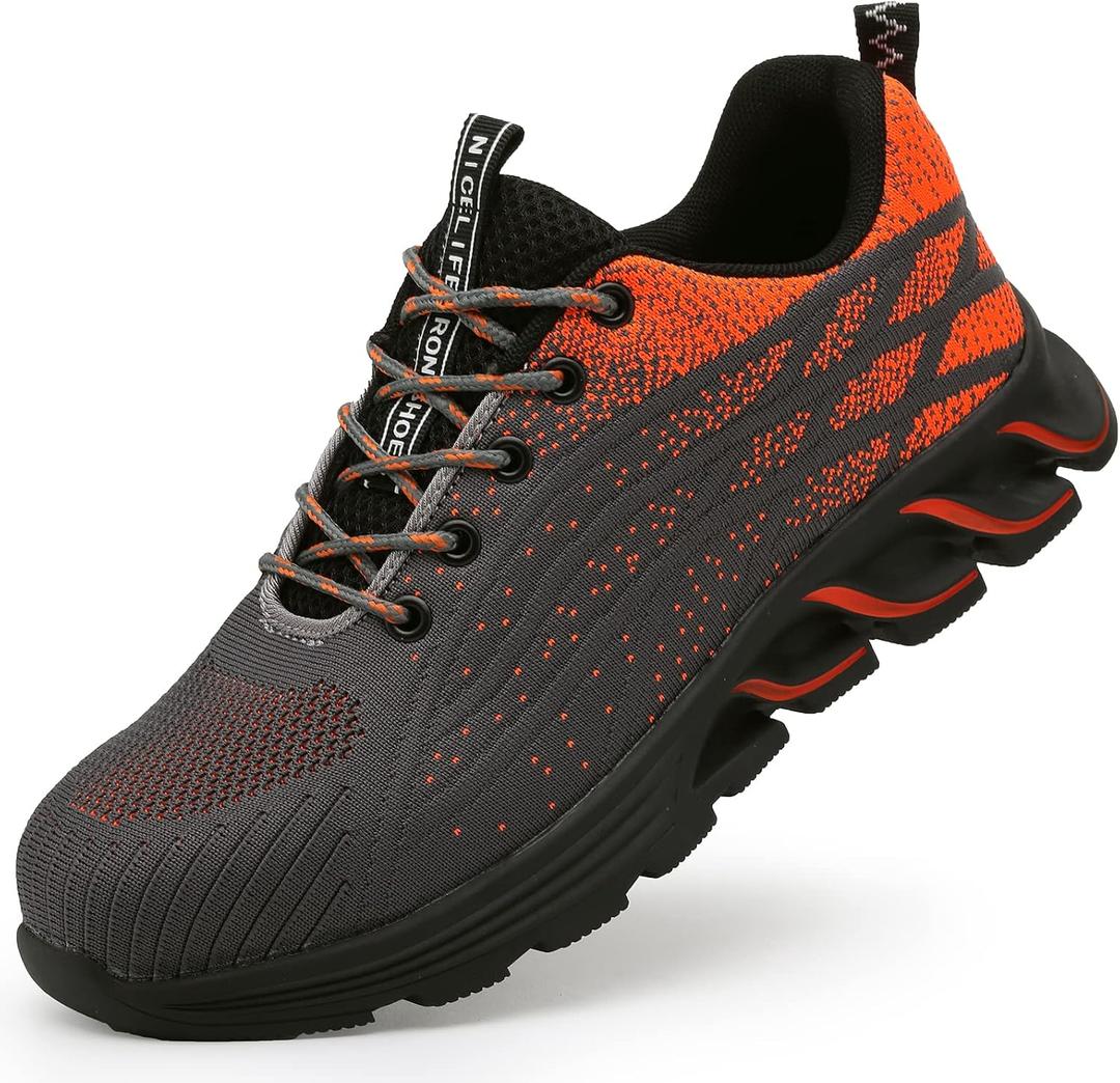 Steel Toe Work Shoes for Men Women Lightweight Industrial & Construction Slip Resistant Puncture Proof Safety