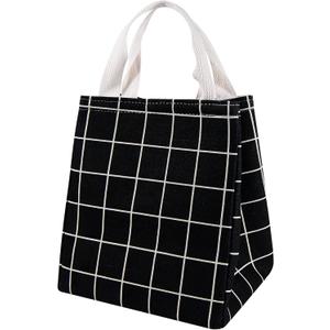 Lunch Bag Insulated Lunch Box for Women Men,Reusable Adult Lunch Tote Bags for Work or Travel (Black Plaid)