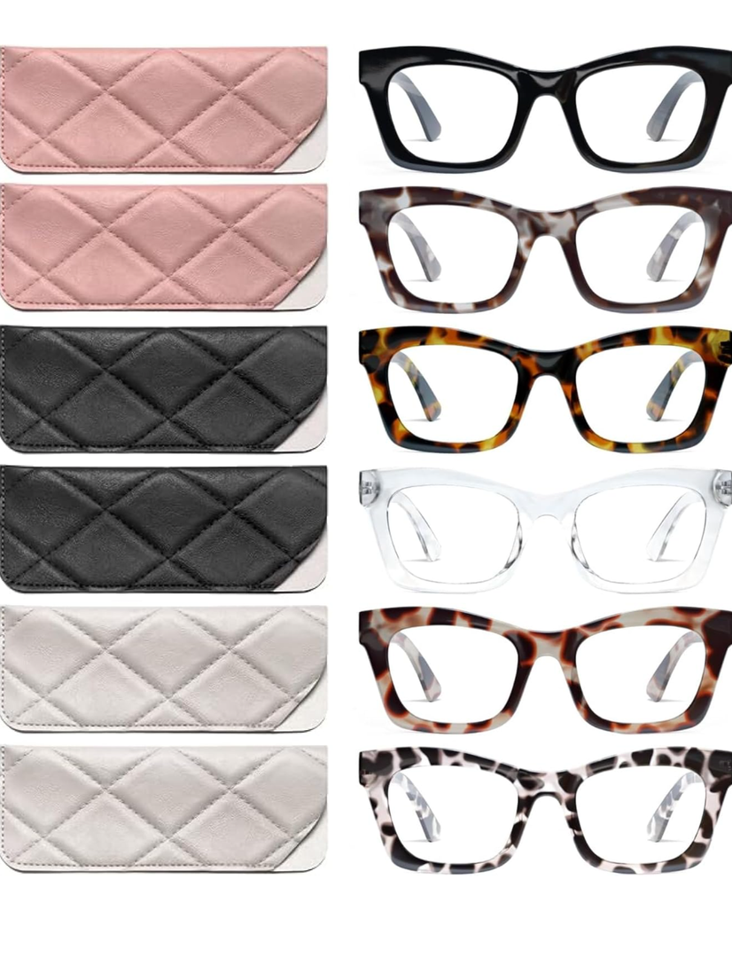CCVOO 6 Pack Oprah Reading Glasses for Women, Eyeglasses, Blue Light Readers for Women, Computer Eye Glasses, Cheaters