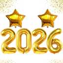 Katchon, Giant Gold 2026 Balloons - 40 Inch | Star Foil Balloons and 2026 Number Balloons for New Years Decorations 2026 | NYE Decorations | New Year Balloon | New Years Eve Party Supplies 2026