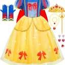 Meland Princess Dress Up for Girls, Dress Up Clothes with Light Up Flower Crown, Halloween Costumes for Girls Toddlers 3-8 (5-6 Years)