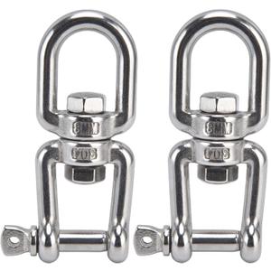 BORDSTRACT 2Pcs 8mm / 0.3in Swivel Ring Snap Rolling Shackle Device304 Stainless Steel 360 Detachable Rotating Ring Snap for Hammock Chair Swing, Porch Swing, Swing Chair, Climbing Rope, etc.