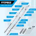 10 x Christmas Stocking Stuffers for Men Adults, 2 Pack Multi-Tool Pen Set, 11 in 1 Multitool Pen with LED Light, Ruler, Level, Screwdriver, Stylus, Flathead, Birthday Gifts for Men, Husband, Silver