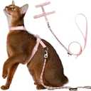 Sovarin Cat Harness and Leash Set - Pink Lightweight Soft Kitten Harness Escape Proof, Adjustable Travel Pet Harness for Walking，Easy Control Comfortable Outdoor (Pink, One Size Fits All)