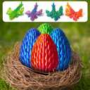 2 x 3D Printed Dragon Eggs Mystery Dragon Egg Glow in The Dark Articulated Animals Fidget Toy Crystal 3D Print Dinosaur Eggs for Kids Boys Girls Home Decor(A-12inch) (Purple&red)