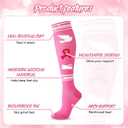 Cindeer 3 Pairs Breast Cancer Awareness Socks Pink Ribbon Football Softball Socks for Women (S)