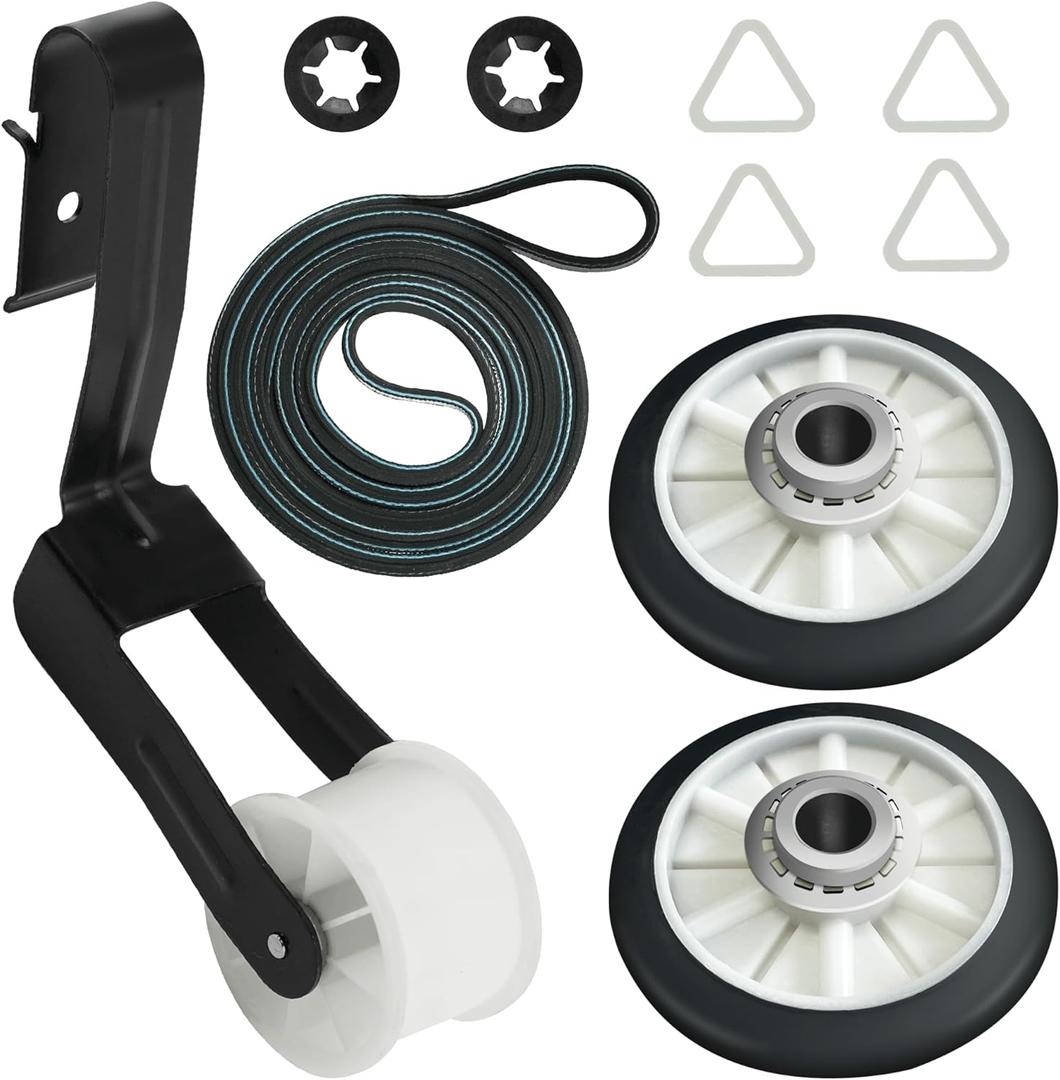 Upgraded4392065 Dryer Repair Kit with 341241 Dryer Belt, 349241T Drum Roller Kit for WED4815EW1 NED4655EW1 NGD4655EW2 NED4600YQ1 NED4500VQ2 NED4655EW0 NED4600YQ0. Replaces PS373087