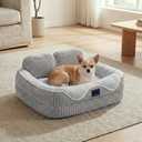 Veehoo Cute Small Dog Bed, Orthopedic Waterproof Pet Beds for Small Dogs, High Back Non-Slip Bottom and Egg-Crate Foam Puppy Couch Sofa with Washable Removable Cover Grey, 24"
