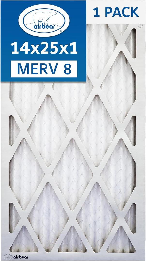 14x25x1 Air Filter MERV 8 (1-Pack) TRION Air Bear Pleated HVAC Air Filter Replacement (Actual Size: 13.5 x 24.5 x .75 Inches)