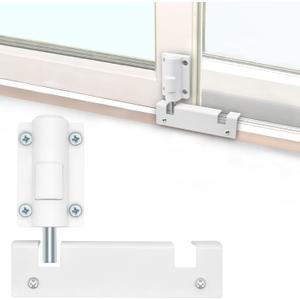 Patio Sliding Glass Door Security Lock/Bolt, Rail-Childproof Safety Window Locks for Any Slide Doors and Windows, Install on The Top Bottom Foot Kick Lock White 1PC