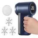 iRUNTEK Rechargeable Fabric Shaver & Lint Remover｜3-Speed Lint Shaver with LED Display & Large Lint Bin｜Sweater Shavers to Remove Pilling｜Eliminates Fuzz & Pilling from Clothes Couch Furniture, Navy