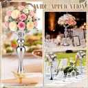 Sadnyy 2 Pcs Sliver Metal Flower Arrangements Stand Tall Wedding Centerpiece Stand Table Decor Flower Vase for Wedding Reception Event Party Dinner Home Decor(12.6 Inch)