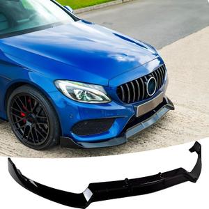 Front Bumper Lip Splitter Spoiler Fit for Mercedes C-Class C43/ C300/ C400/ C450/ W205 2015-2018 (Sport Models Only), Gloss Black 3pcs Air Chin Body Kit Exterior Accessories