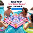 Floating Mahjong Table for Pool, Floating Mahjong Mat with 4 Mahjong Card Protector Cover for Mahjong Poker Cards Dominoes Scrabble, Floating Board Pool Game Tray for Hot Tub Lake Beach Summer Party