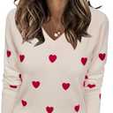 Arach&Cloz Women's Spring Tops 2025 Fashion Trendy V Neck Long Sleeve Shirts Knitted Casual Pullover Sweater Clothes (Beige, XL)