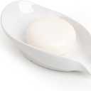 Soap Holder, Self-Draining Soap Dish, White Leaf Shape Ceramic Bar Soap Holder Drain Soap Dishes for Bathroom Sink Kitchen, Easy to Clean Keeps Soap Dry, ANTIS'S HOME