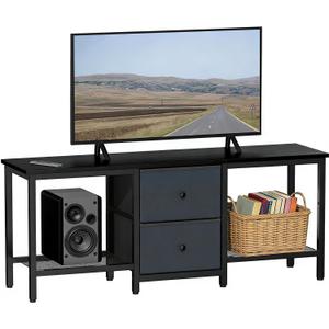 TV Stand Suitable for TVs up to 55 Inches, Entertainment Center with Storage Drawers and Shelves, Media Console Table for Living Room and Bedroom (Black)
