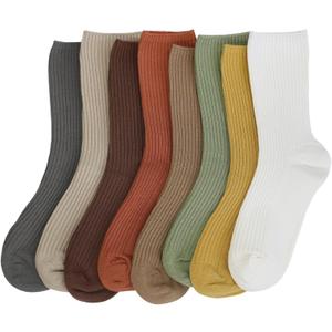 ACCFOD Womens Cute Crew Socks Casual Athletic Aesthetic Socks Neutral Cotton Socks for Women Granola Girls Clothes (5-9, Fall Leaves)