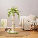 42" Tall Palm Tree Cat Scratching Post - Heavy Duty Coconut Cat Scratcher for Large Cats, Cute Green Sisal Rope Vertical Scratching Pole with Dangling Ball, Stable & Decorative Furniture (106cm)