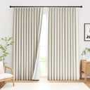 IVAPUPU Natural Pinch Pleated 100% Blackout Curtains Linen Blend Room Darkening Window Curtains 90 inch 1 Panel for Living Room Bedroom Thermal Insulated Curtain Drapes with 12 Pcs Hooks 70''Wx90''L