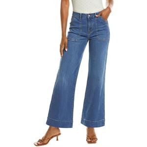 ZESICA Wide Leg Jeans for Women Trendy High Waisted Strechy Loose Straight Denim Pants with Pockets (Blue)