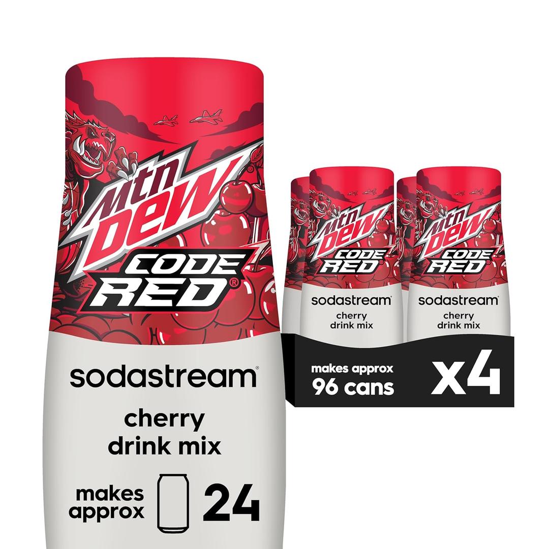 SodaStream MTN Dew Code Red Drink Mix (440ml, Pack of 4), BBD 11/17/2026
