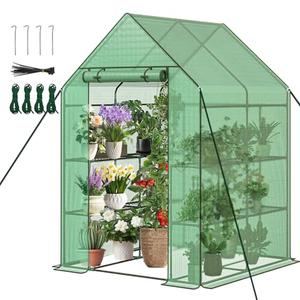 Greenhouse, 56×56×76" Walk in Greenhouse, Portable Green House for Outdoors with Thicken PE Cover, 3 Tiers 8 Shelves for Plants, Flowers, Seedling (Green, 56x56x76 inch)