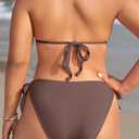 Women Plus Size Bikini Set Two Piece Sexy Swimsuit Tie Side Halter Bathing Suits (Brown, L)