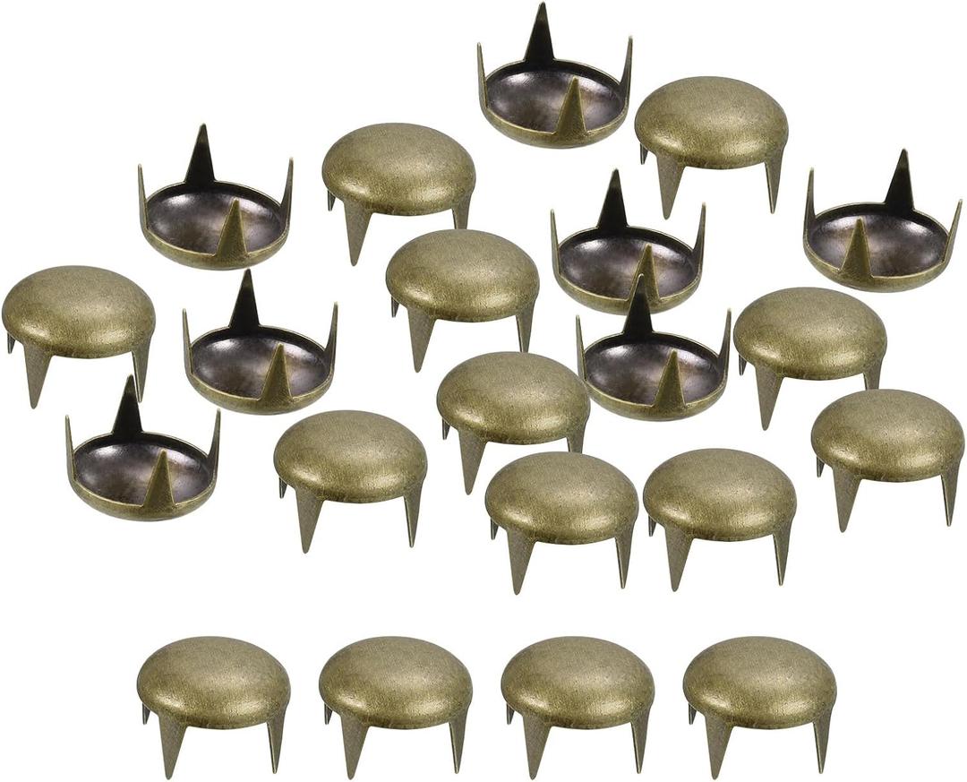 uxcell 200Pcs 10mm Brown Round Dome Studs Metal Claw Beads Nailhead Rivets Spike Studs Spots Punk Rock DIY for Leather Craft Clothes Belt Bag Shoes Bracelet Accessories