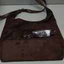 2PCS Brown Suede Bags for Women - Trendy Adjustable Strap Hobo Tote Shoulder Handbag, Fall Winter Faux Suede Purse with Pouch (Coffee)