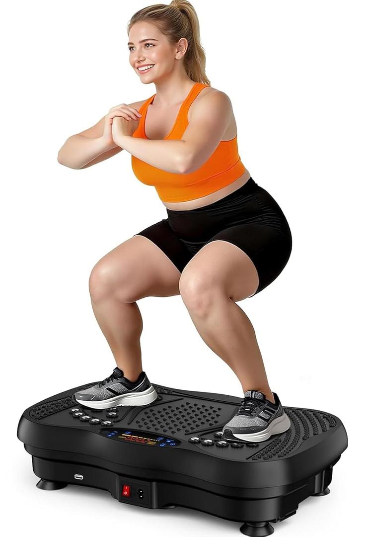 Vibration Plate Exercise Machine, 130 Levels Full Body Workout Vibrating Plate for Lymphatic Drainage Weight Loss, 450 Lbs Capacity Shake Fitness Platform with Resistance Bands Bluetooth for Women Men