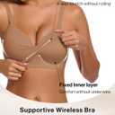 Ubras Support Lift Wireless Bra Plus Size Shaping Bra for Big Breast Seamless Bra No Underwire (Beige, XL)