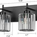 Black Crystal Bathroom Vanity Lights, Modern 2-Lights Bathroom Lighting Fixtures Over Mirror, Crystal Wall Lighting with Round Shade