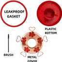 WOSIBO Hummingbird Feeder Replacement Bottom Base Replacement Part Includes Red Plastic Base Metal Top and Brushes (Copper)
