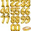 [20 Pcs] 16" Gold Foil Number Balloons (2 sets of 0-9) - Mylar Aluminum Hanging Decorations for Graduation, Birthday, Christmas & New Year's Eve Parties
