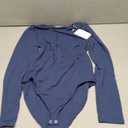 REORIA Women's Crew Neck Long Sleeve Bodysuits Basic Slim Fit Comfy Lightweight Layering Top Fall Winter Outfits, M