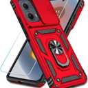 SunStory Phone Case for Motorola Moto Edge 2024 Case with HD Screen Protector & Slide Camera Cover & Rotated Ring Kickstand, [Military-Grade] Phone Case for Moto Edge 2024 (Red)